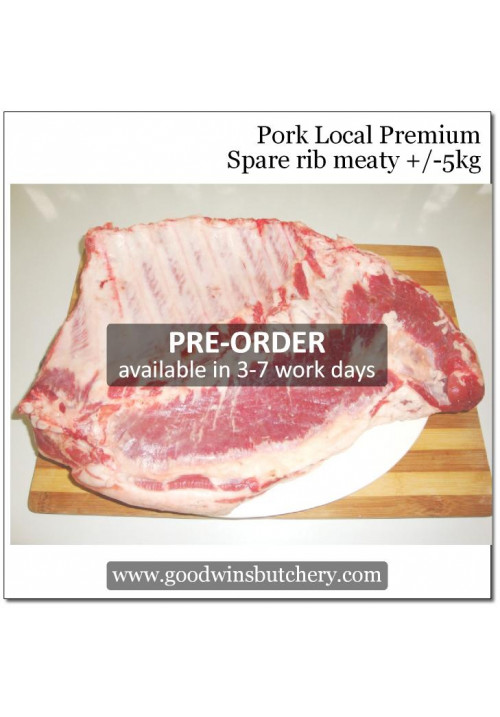 Pork baikut iga babi frozen SPARERIB MEATY spare rib LOCAL PREMIUM +/-5kg (price/kg) PREORDER 3-7 days notice